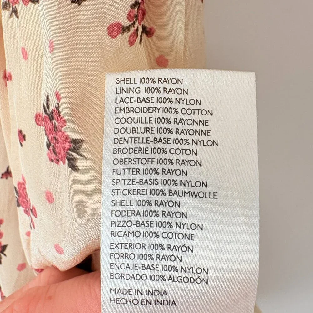 Free People Women's Bali Juniper Floral Print Ruffled Midi Dress Size 2 - Picture 11 of 11